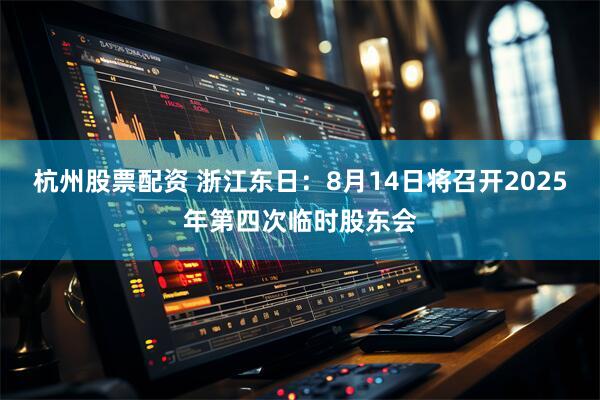 杭州股票配资 浙江东日：8月14日将召开2025年第四次临时股东会